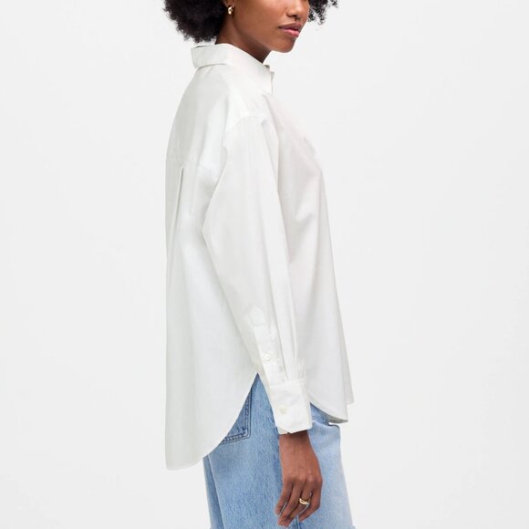 Madewell Oversized Cotton Poplin Button Up Shirt White Size S NWT - Picture 2 of 8